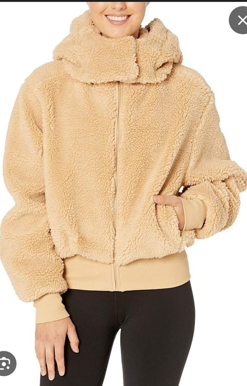 Olivia Sky Faux Shearling Teddy Fleece Hooded Jacket – Women's XL